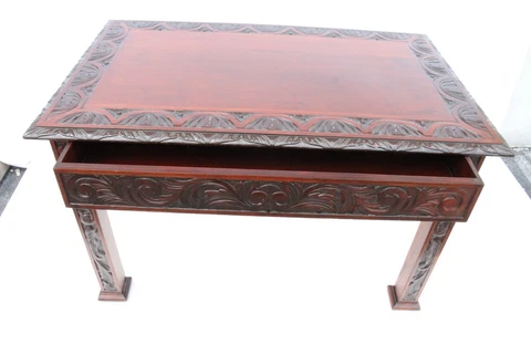 Antique American Victorian Heavily Carved Mahogany  Center  Table, 19th Cover