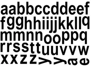 Block Alphabet Lower Case Letters 53 pcs 1 Inch Black Fused Glass Decals - Picture 1 of 1