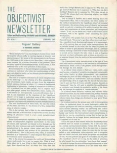 THE OBJECTIVIST NEWSLETTER Vol 4 No 2 Rogues' Gallery February 1965 - Picture 1 of 1