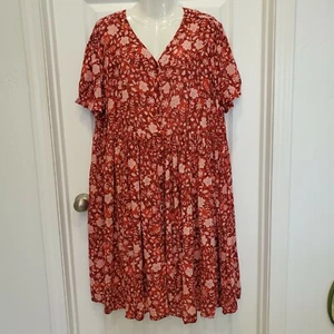Woman Within Pink Floral Casual MUMU Button up Dress Women's Size 18W - Picture 1 of 11