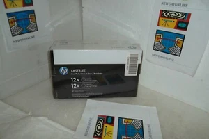 HP 12A Toner Cartridge Dual Packs Black 3052 1018 M1319f 1020 M1120 Q2612D NEW - Picture 1 of 9