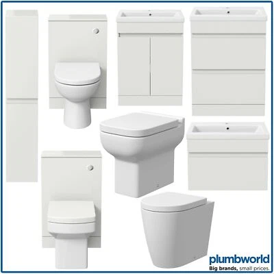 Bathroom Furniture Vanity Unit Toilet WC Basin Tall Cabinet Gloss White Modern