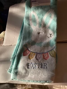 Celebrate Blue Bunny Easter Embroidered Hand Towel NWT - Picture 1 of 1