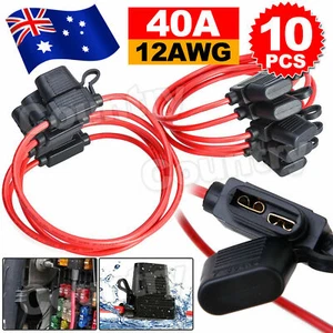 10 Pcs 12V 40A Standard Blade Inline Fuse Holder with Waterproof Dustproof Cover - Picture 1 of 10