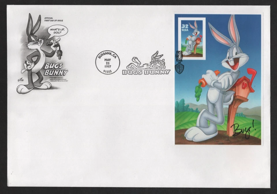 US 1997 3138c IMPERF LARGE FIRST DAY COVER BUGS BUNNY ART CRAFT CACHET - Image 1 of 2