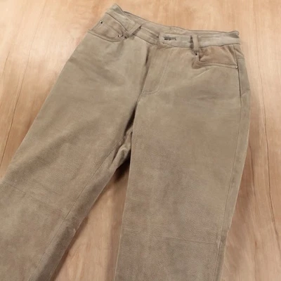 Pantalones de cuero beige pierna recta NEWPORT NEWS de colección talla 6 etiqueta 28x30 forrados años 90 Foto 1 de 4
