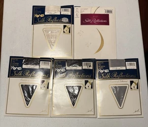 5 calze alte vintage in seta riflessi HANES giarrettiera trasparente seta coscia - Foto 1 di 14