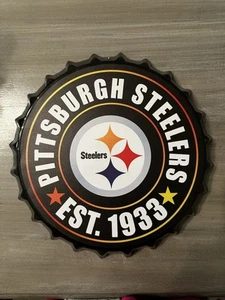 Pittsburgh Steelers Est. 1933 Metal Bottle Cap Sign 13" - Picture 1 of 1