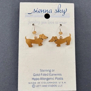 Dachshund Earrings-Sterling Silver Or Gold Filled Earwire-Hypoallergenic Posts - Picture 1 of 3