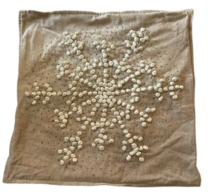 Pottery Barn Snowflake Pattern Beige 100% Cotton Throw Pillow Cover 18" Square - Picture 1 of 6