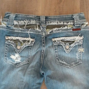 Miss Me Boot Cut Camo Accent Bling Windsor Blue Jeans Gr. 30 - Bild 1 von 9