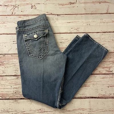 True Religion Vintage Jeans Mens 38x33 Ricky Super T Straight Leg Light Wash USA - Image 1 of 4