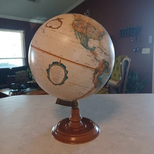 Mappamondo vintage Replogle 12" base legno serie classica mondiale mappa in rilievo anni 80 - Foto 1 di 21