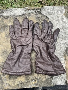Guanti vintage da donna GATES in pelle foderati in cashmere - marrone - medi - Foto 1 di 4