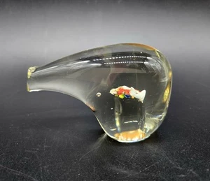 Clear Glass Polar Bear Figurine With Colored Fish Inside - Picture 1 of 3