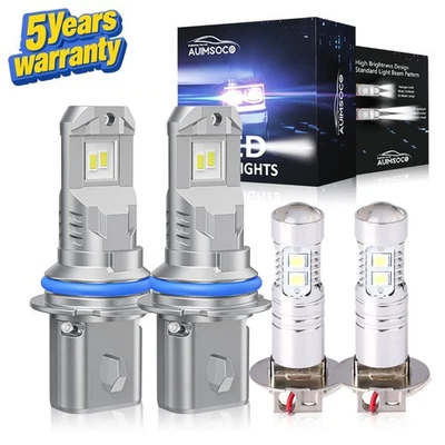 For 1986-1987 Peterbilt 310 - 4x LED Headlight Bulbs Hi/Lo Beam + Fog Light - Image 1 of 4