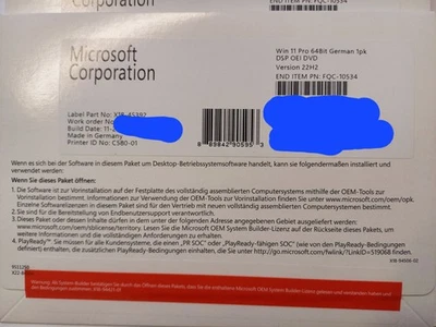 11x Microsoft Windows 11 Pro DVD inkl. KEY Deutsch 64Bit 24H2  - Bild 1 von 2