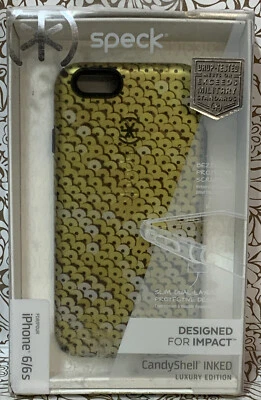 📀 Estuche Speck CandyShell Tintado Edición Lujo Para iPhone 6 6S Estampado Lentejuelas Doradas Foto 1 de 3