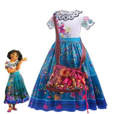 Encanto Madrigal Dress Girls Mirabel Cosplay Kids Halloween Princess Costume US - Image 1 of 4