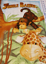 "New" Jungle Babies Growth Chart Vintage Fabric Panel By Fabric Traditions