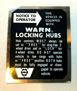 Warn Lock-O-Matic Hub Decal Jeepster/Commando Jeep 2A 3A 3B CJ5 CJ6 CJ7 CJ8 YJ - Picture 1 of 3