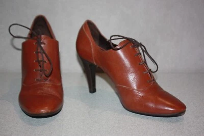 MINELLI Escarpins à Lacets Cuir Marron Clair T 39 TBE - Photo 1/4