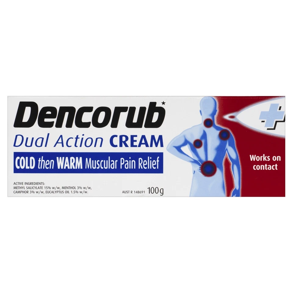 DENCORUB DUAL ACTION CREAM 100G COLD THEN WARM MUSCULAR PAIN RELIEF ON CONTACT - image 1 of 1