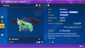 Pokemon Scarlet Violet Ultra Shiny 6IV Salamence Fast Trade - FREE Masterball - Picture 1 of 3