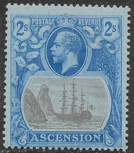 ASCENSION SG19a 1924 2/= GREY-BLACK & BLUE ON BLUE BROKEN MAINMAST VAR MTD MINT - Picture 1 of 1