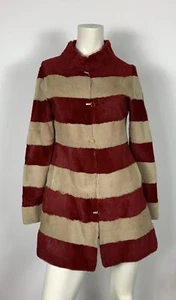 P&t furs cappotto pelliccia donna usato a righe fashion usato moda bicolor T8809 - Foto 1 di 14