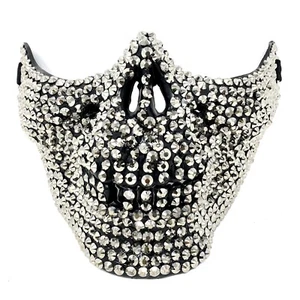 Rhinestone Masquerade Party Mask, Halloween Steampunk Party Ball Skull Masks - Picture 1 of 12