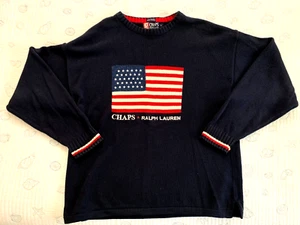 Chaps Ralph Lauren USA Flag Hand Knit Sweater Men’s Size Large - Picture 1 of 7