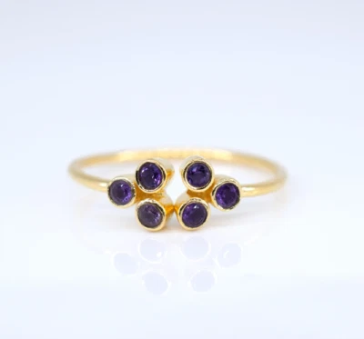 Purple Amethyst Gemstone Ring 10k Solid Gold Ring Handmade Size Available - Image 1 of 4