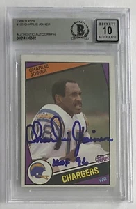 CHARLIE JOINER "HOF 96" SIGNED 1984 TOPPS #181 BECKETT AUTHENTIC AUTO 10 - Imagen 1 de 2