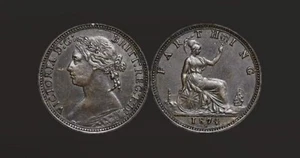 GREAT BRITAIN. Queen Victoria, Farthing, 1874-H, Bun head - Picture 1 of 3
