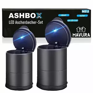 ASHBOX Auto Aschenbecher mit Deckel LED-Licht für Getränkehalter Universal 2 Stk - Bild 1 von 6