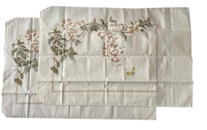 vintage springmaid pillowcase pair standard floral butterfly yellow beige mcm - Picture 1 of 6