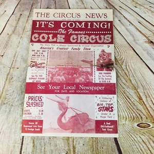 vtg cole circus news flyer fold out The CIrcus News 50s insert info - Picture 1 of 12