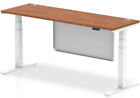 Air 1800 x 600mm Height Adjustable Desk Walnut Top Cable Ports White Leg With Wh