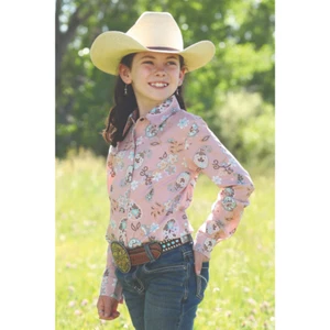 CTW8040013 Cruel Girl Girls Pink Floral Print Long Sleeve Western Snap Shirt NEW - Picture 1 of 6
