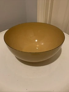 Arabia Finel Kaj Franck Enamel Bowl 9.5” MCM Mustard Yellow Finland Vtg 60s - Picture 1 of 12