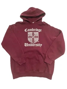 Vintage Cambridge University Hoodie Sweatshirt Maroon Crest Logo Sz Large - Picture 1 of 4