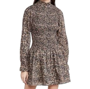 Cleobella Women’s Floral Smocked Mock Neck Mini Dress Size Medium Lined  - Picture 1 of 7