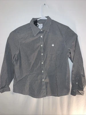 Brooks Brothers 346 Shirt Size 14 Black & White Gingham Long Sleeves - Изображение 1 из 4