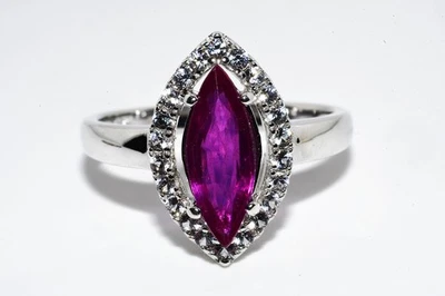 $395 .925 Sterling Silver 2.94CT Natural Ruby & Topaz Cocktail Ring Size 9.25 - Image 1 of 4