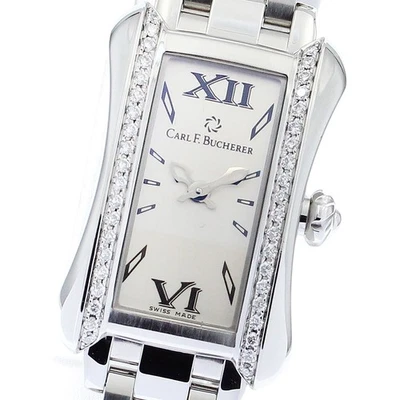 CARL F.BUCHER Alaclea 10703.08 Bisel Diamante Esfera Plateada Cuarzo Damas_882727 Foto 1 de 4