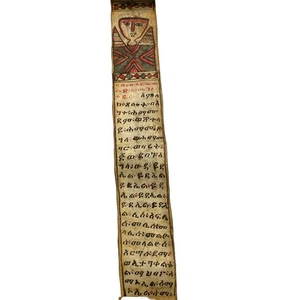 Antiguo amuleto de vitela escrito a mano con arcángel con pergamino curativo Ge'ez etíope - Imagen 1 de 6