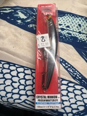 Yo Zuri Cristal Minnow Flotante 5 1/4" 3/4oz r1326-c4 Negro Plata Buceos 3'-4' Foto 1 de 4