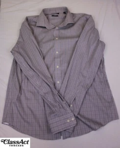Lauren Ralph Lauren Gray Plaid Slim Fit Performance Stretch 17.5 XL Black Label - Picture 1 of 10
