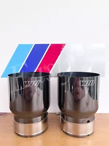70mm M PERFORMANCE LOGO 3.75" SHADOW BLACK EXHAUST TIPS 535 635 X4 640 M2 M3 M4 - Picture 1 of 4